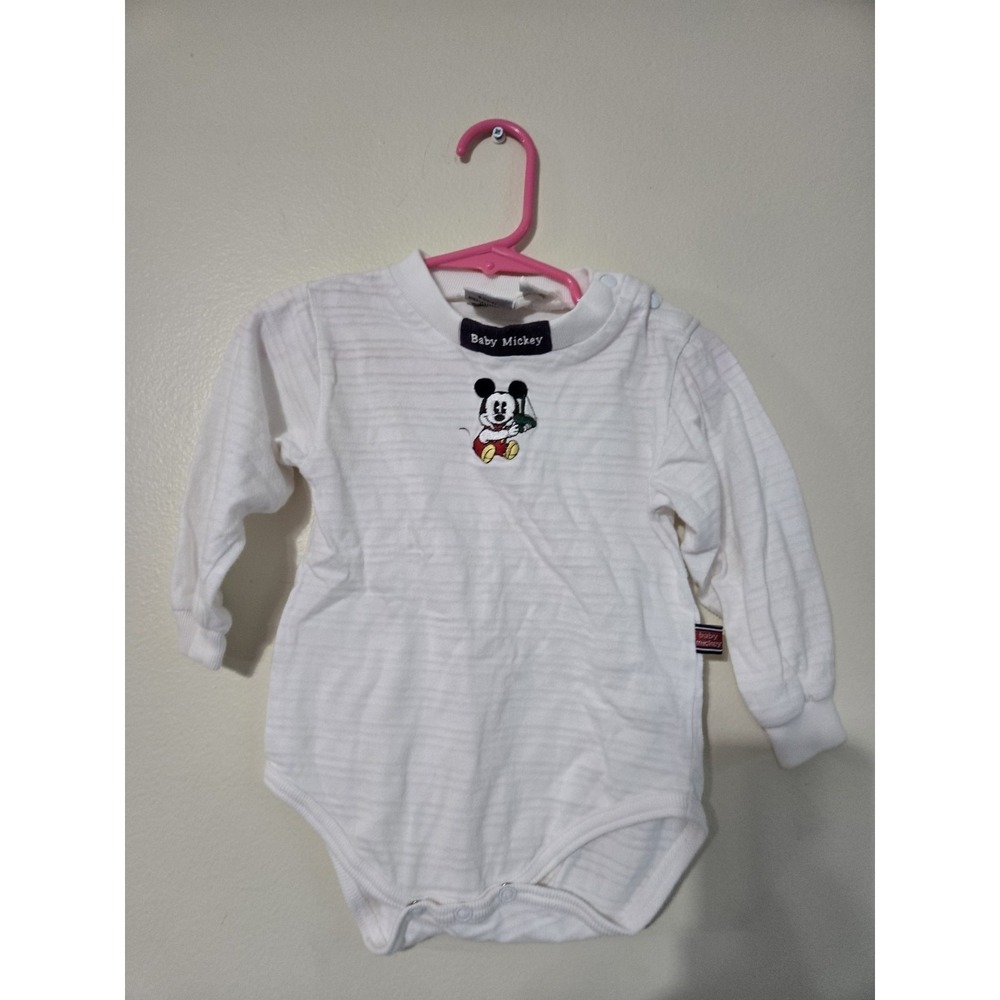 Vtg Baby Mickey & Co Sailboat Unisex  One Piece Long Sleeve Bodysuit Size 18M